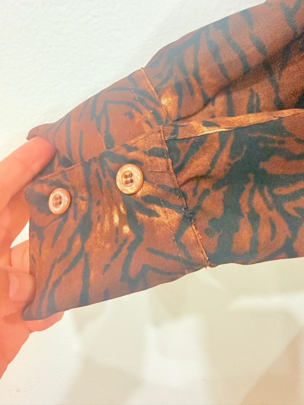 Brown Ruffled Button-Front Blouse - Picture 9 of 10